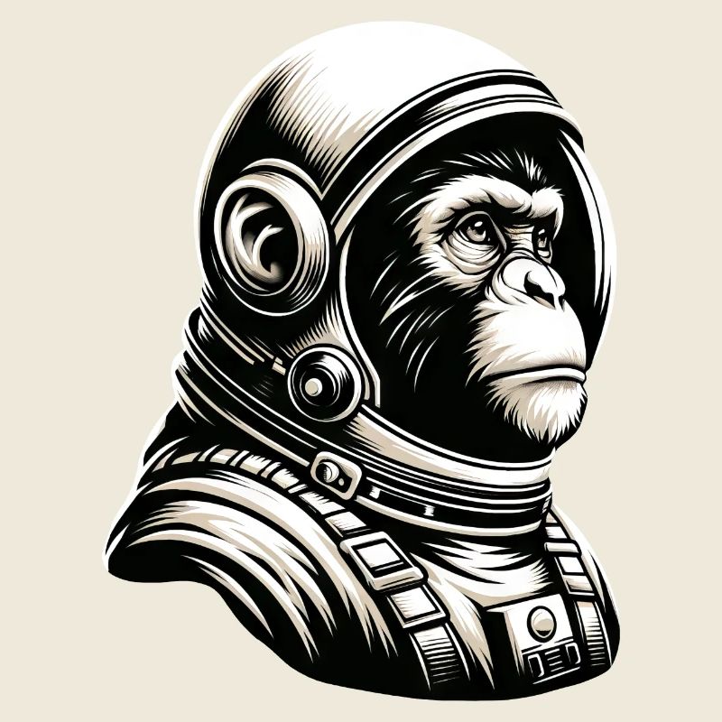 Nachdenklicher Affen-Astronaut Kosmos