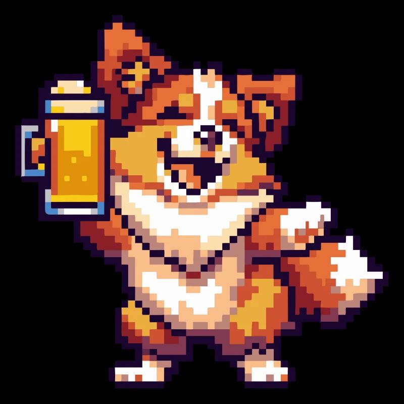 Border Collie Dog Beer Pixel