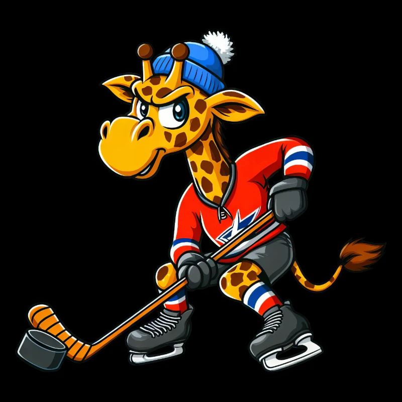 Coole Giraffe Eishockey Comic Cartoon Design