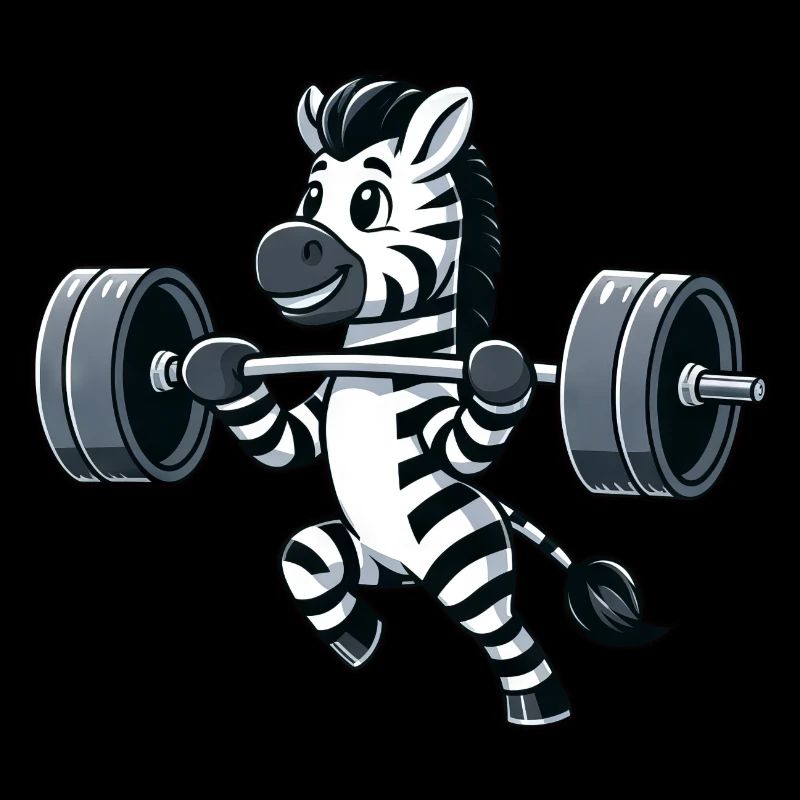 Strong zebra doing dumbbell workout