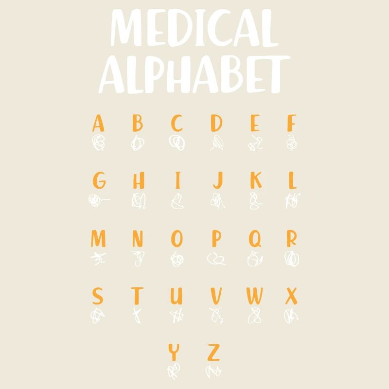 Medizinisches Alphabet (dunkel)
