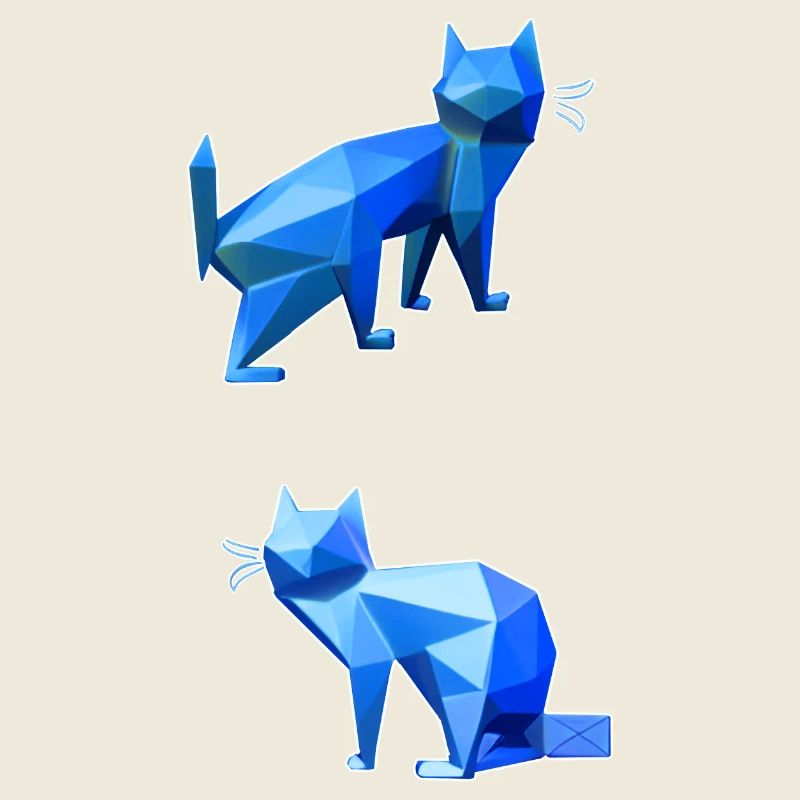 Duo Chat Polygone Bleu