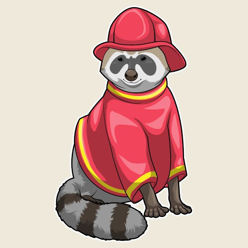 Raccoon Firefighter Fire Brigade