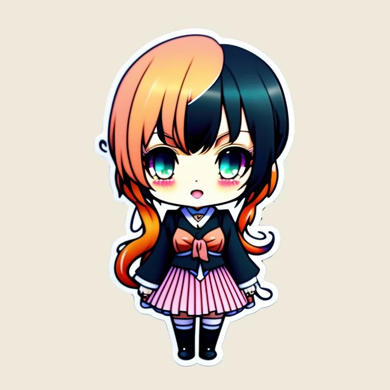 Nettes Chibi-Mädchen, süßer Chibi-Aufkleber