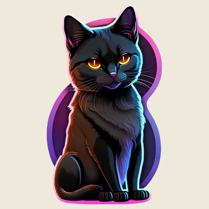 petit chat noir et lumiere fluo