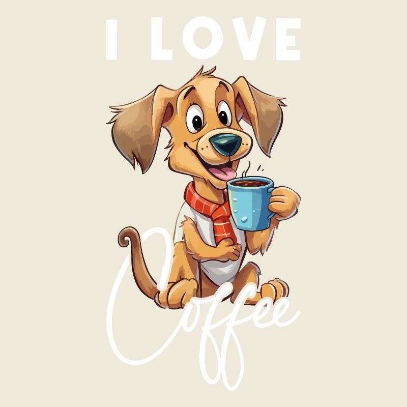 Kaffee Hund I Love Coffee Tier Spruch Lustig