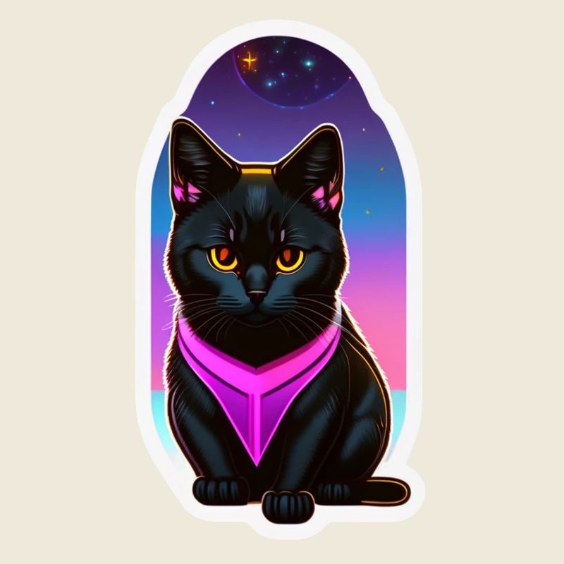 petit chat noir et espace