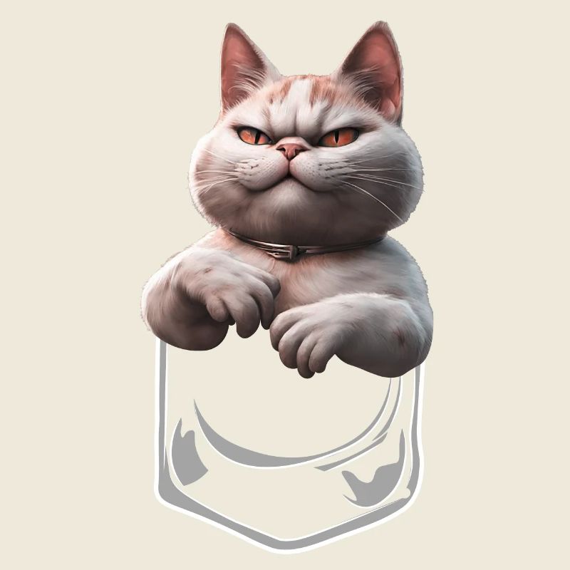 Evil looking cat in breast pocket