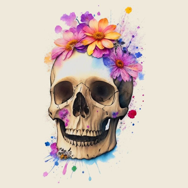 Crâne avec des fleurs