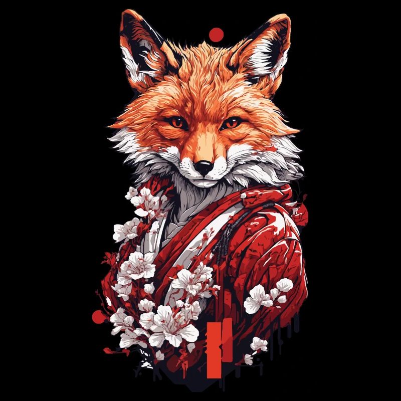Magic Fox & Cherry Blossoms Japanese Aesthetics