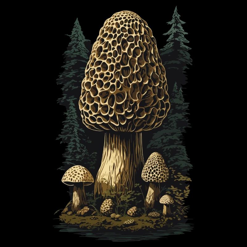 Vintage Morels Goblincore Mushroom Magic