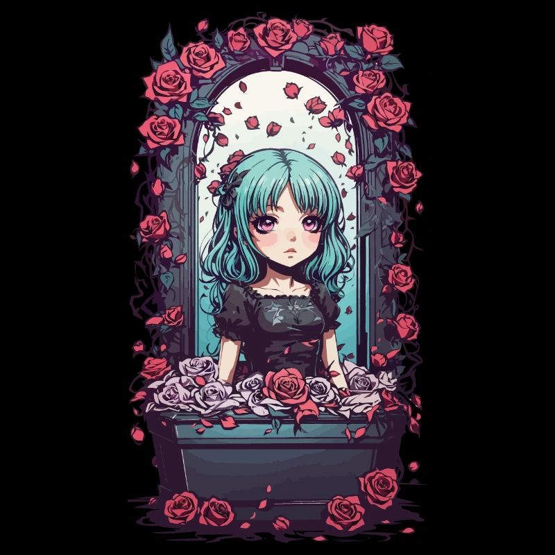 Kawaii Goth Anime Mädchen Viktorianisches Design