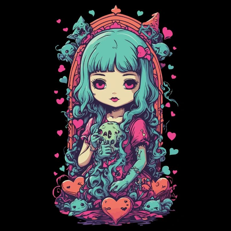Weirdcore Goth Fille Occulte Amour Design