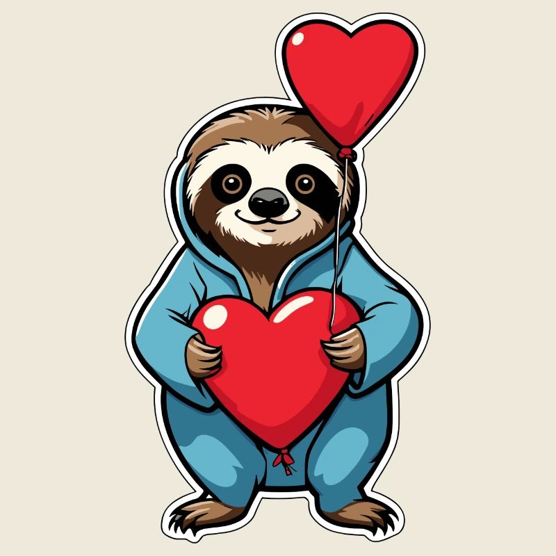 Sloth Heart Illustration Valentine's Day