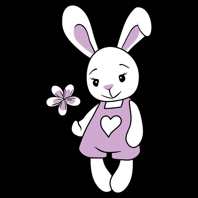 Lapin mignon de dessin animé avec une fleur