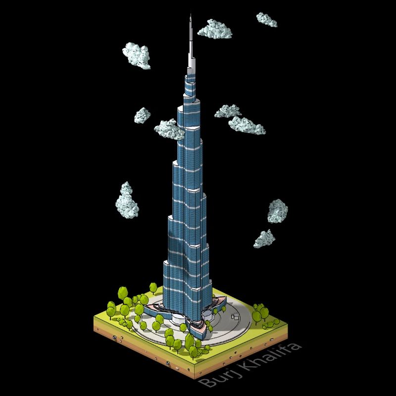Géométrique low poly Burj Khalifa