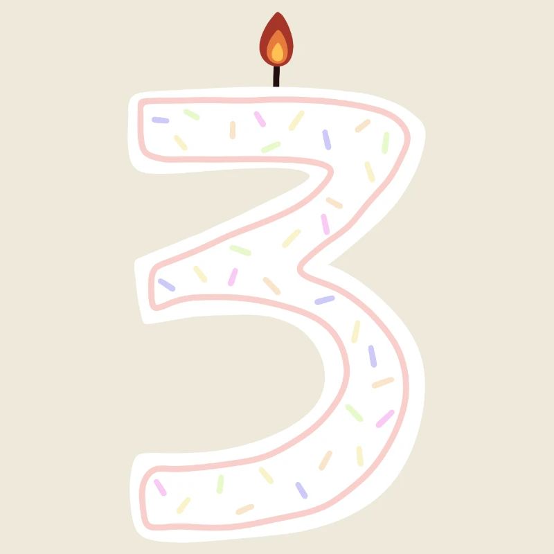 Festliche Geburtstagskerze Nummer 3 Design