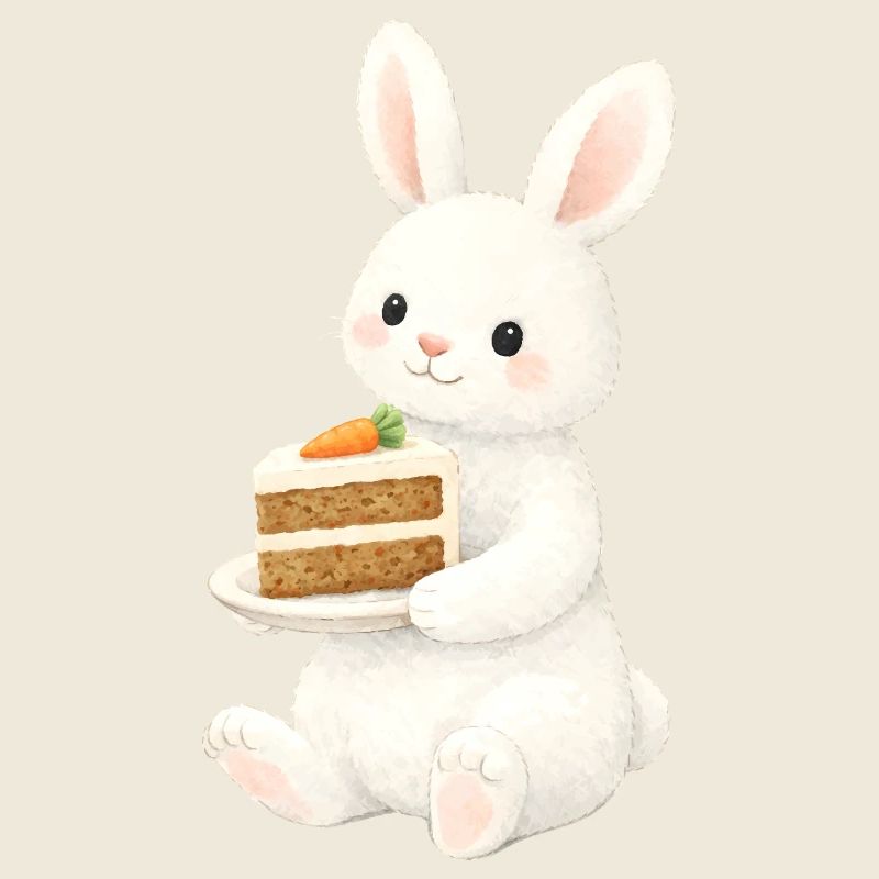 Illustration de lapin avec gâteau aux carottes