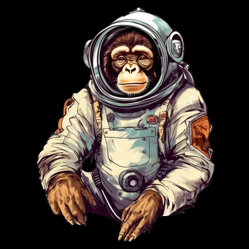 Space Monkey Retro Drawing