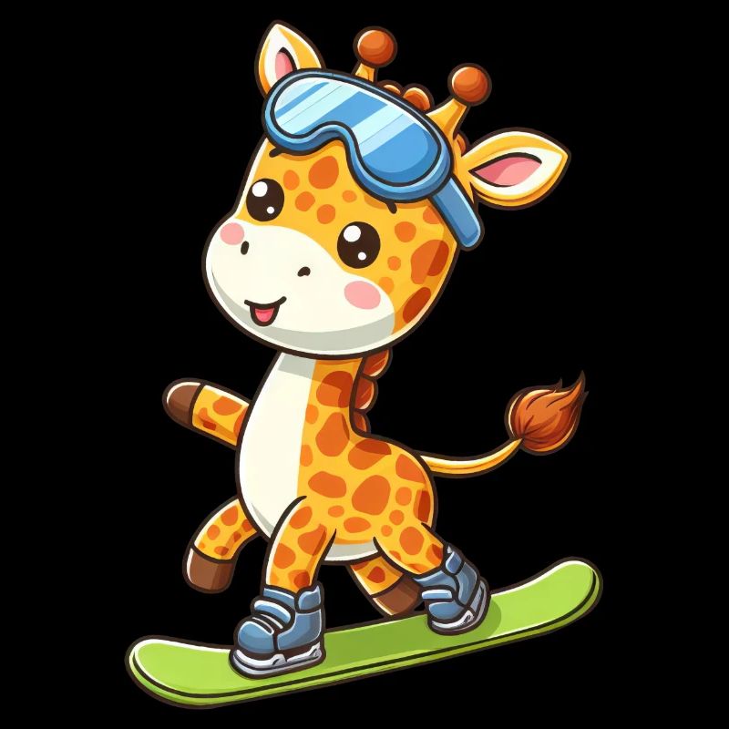 Giraffe auf dem Snowboard: Pistenabenteuer