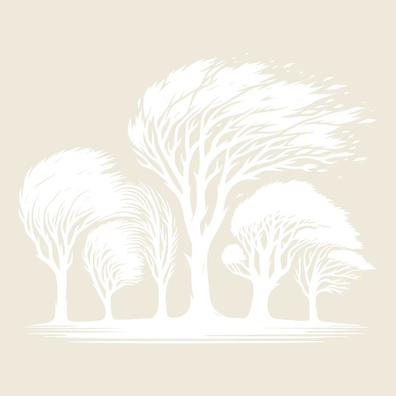 Coastal trees in a violent autumn storm