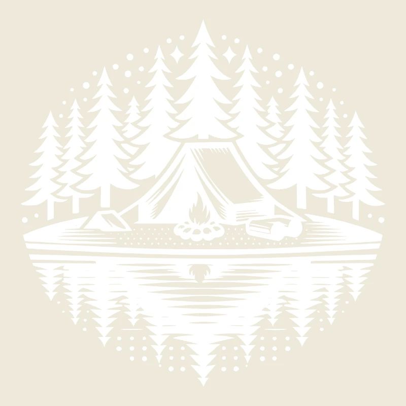 Adventure camping tent and campfire in the forest