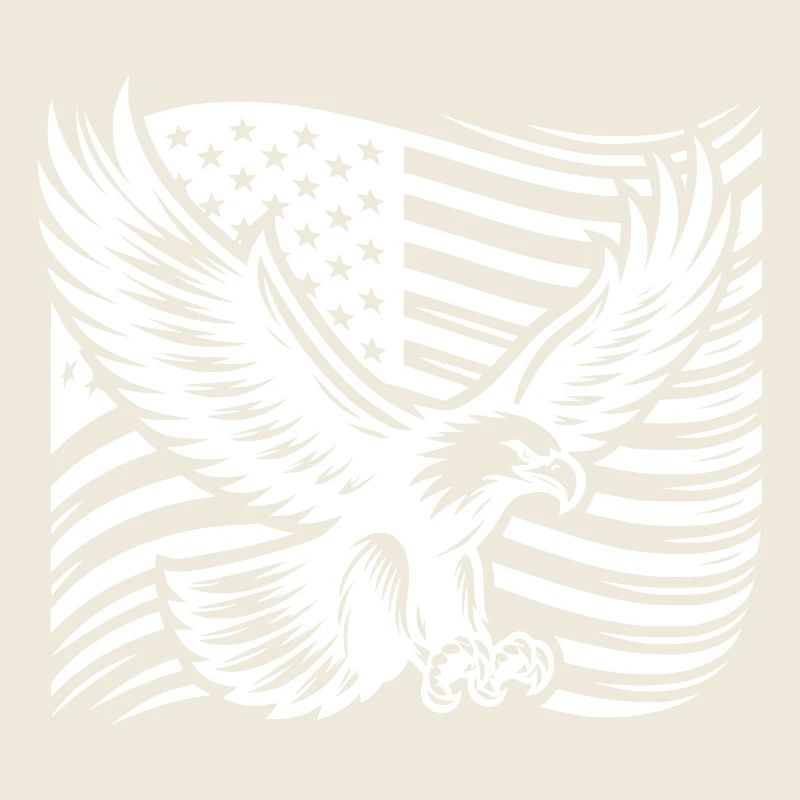 Large powerful eagle in front of the USA flag
