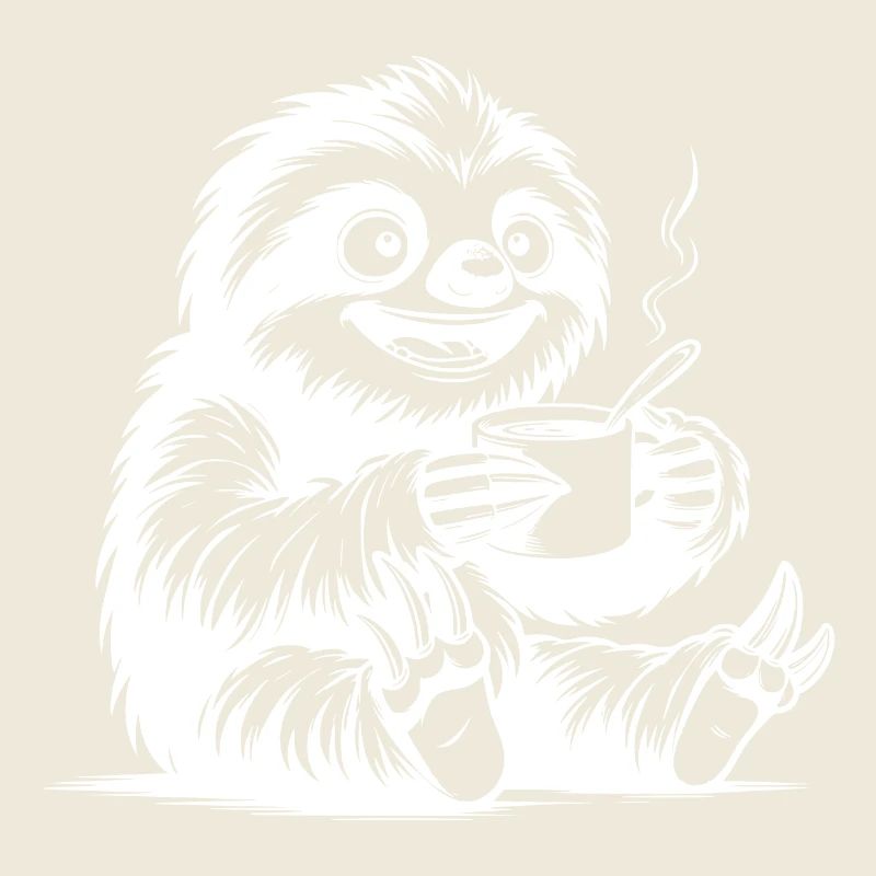 paresseux rieur avec dessin au crayon de café
