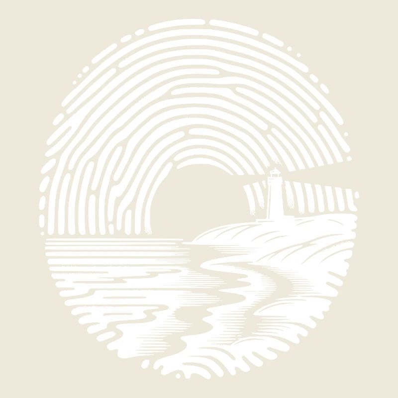 Coucher de soleil au bord de la mer Phare Empreinte digitale