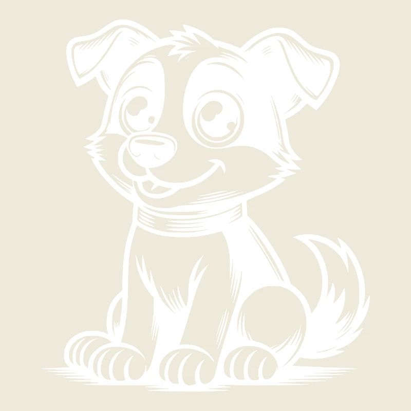 Funny dog with collar as a cute cartoon character