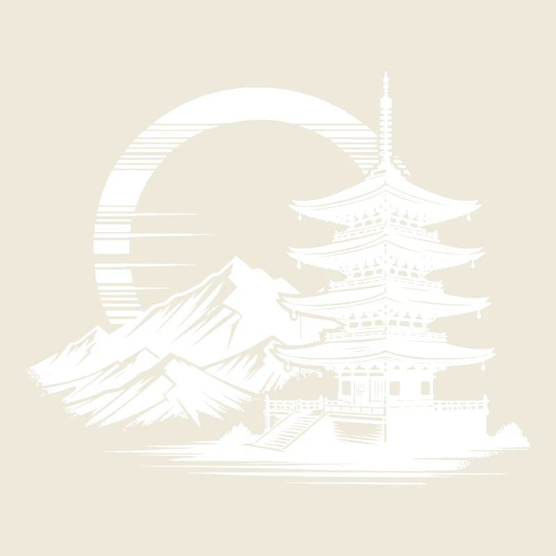 Japanischer Tempel mit harmonischer Landschaft