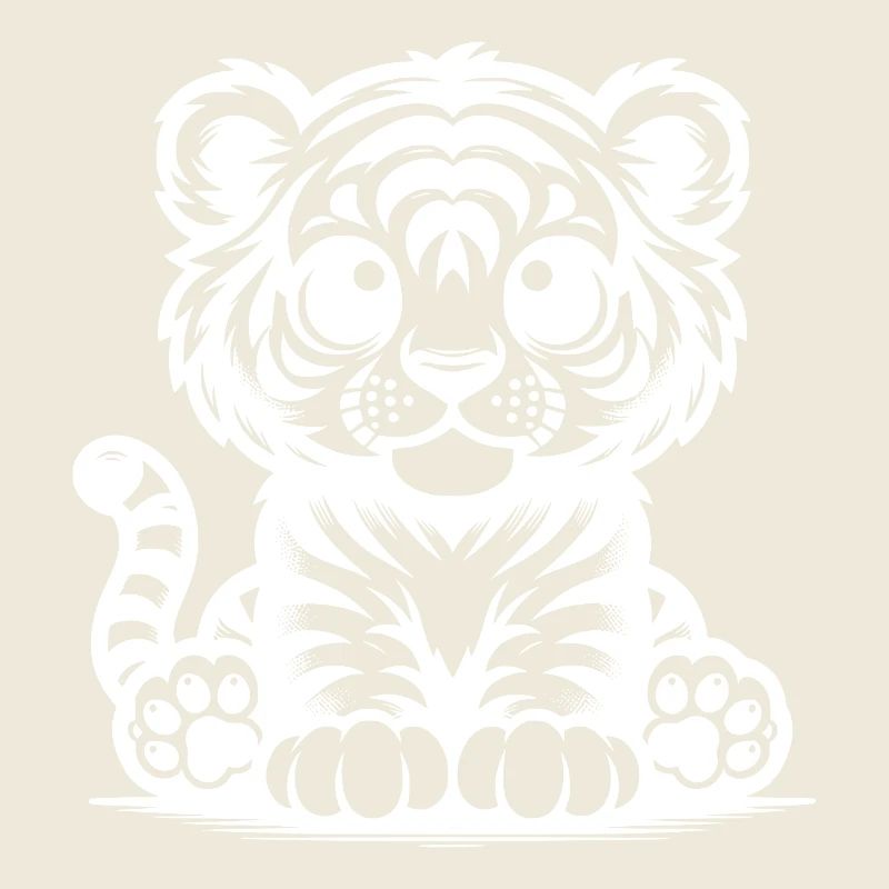 Cute Little Kids Tiger with Stripe Pattern