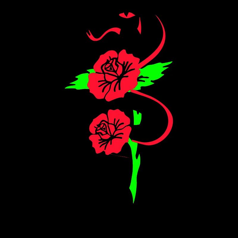 Retro Tattoo Schlange mit Rosen