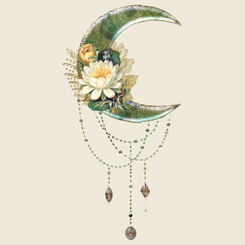 Lune élégante et noble avec des fleurs