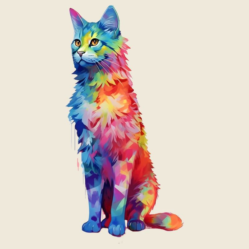 Beau chat coloré dans un motif de couleur différent