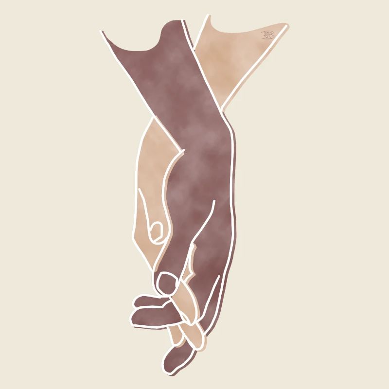 "Getting Close", Boho Line Art Design, Serie Hands