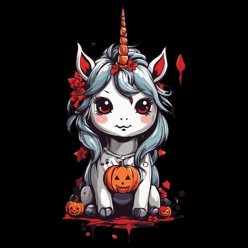 Chibi Halloween Einhorn Manga Art