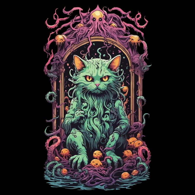 Okkulte Dämonen Katze Gothic Unterwelt Design