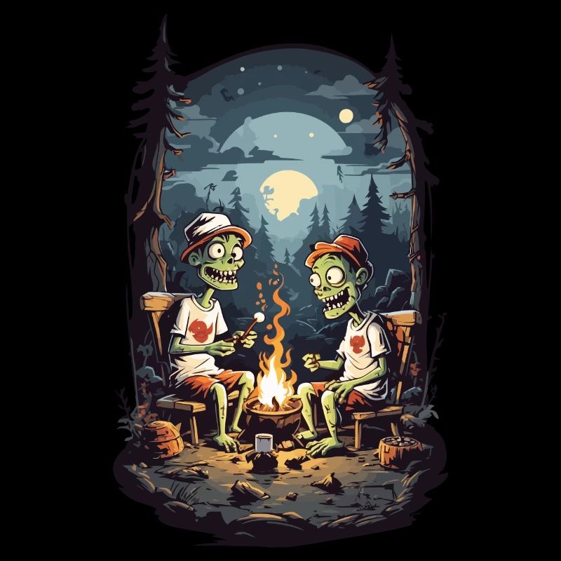 Zombie Camping Halloween Spooky Feu de camp