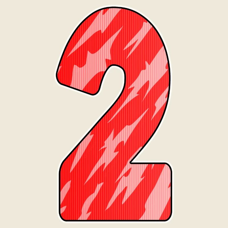 Two - 2 - Number Number Red Pattern