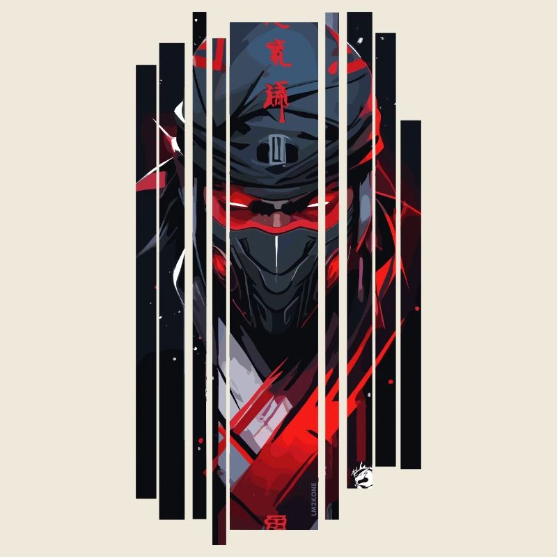 Cyborg Mann Ninja Kanji Rot