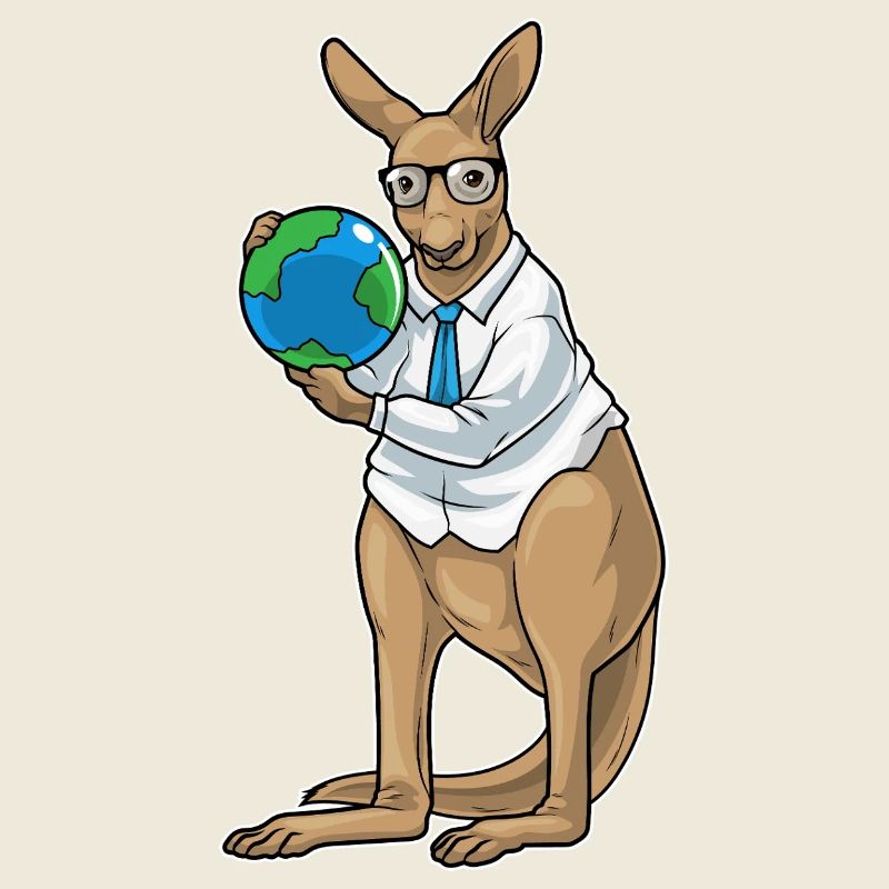 Känguru Geschichte Lehrer Weltkugel