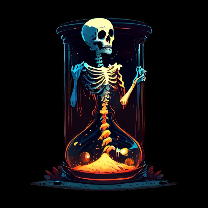 Human Skeleton as an Hourglass - Horror Comic