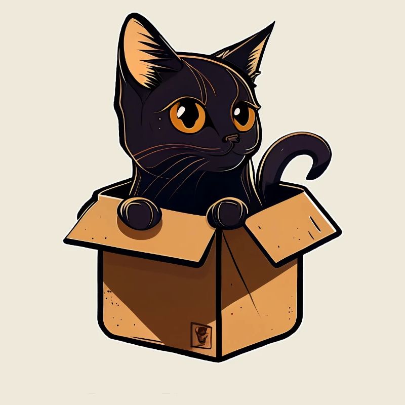 Schwarze Katze in einer Box v2