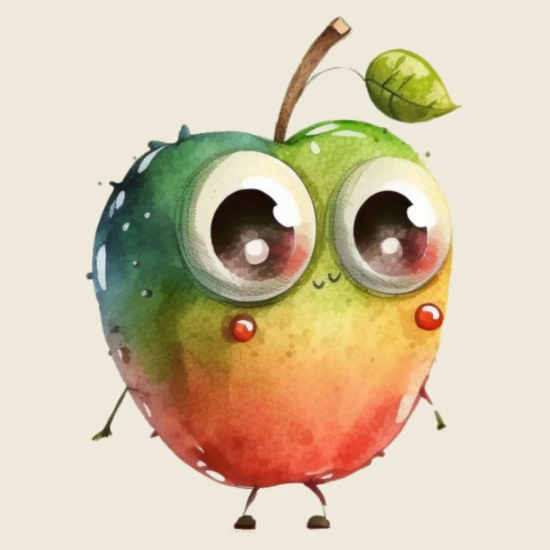 Süßer Apfel Charakter mit Kulleraugen