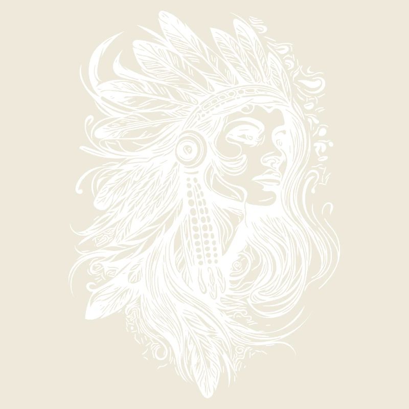 Femme amérindienne visage plume coiffe plumes