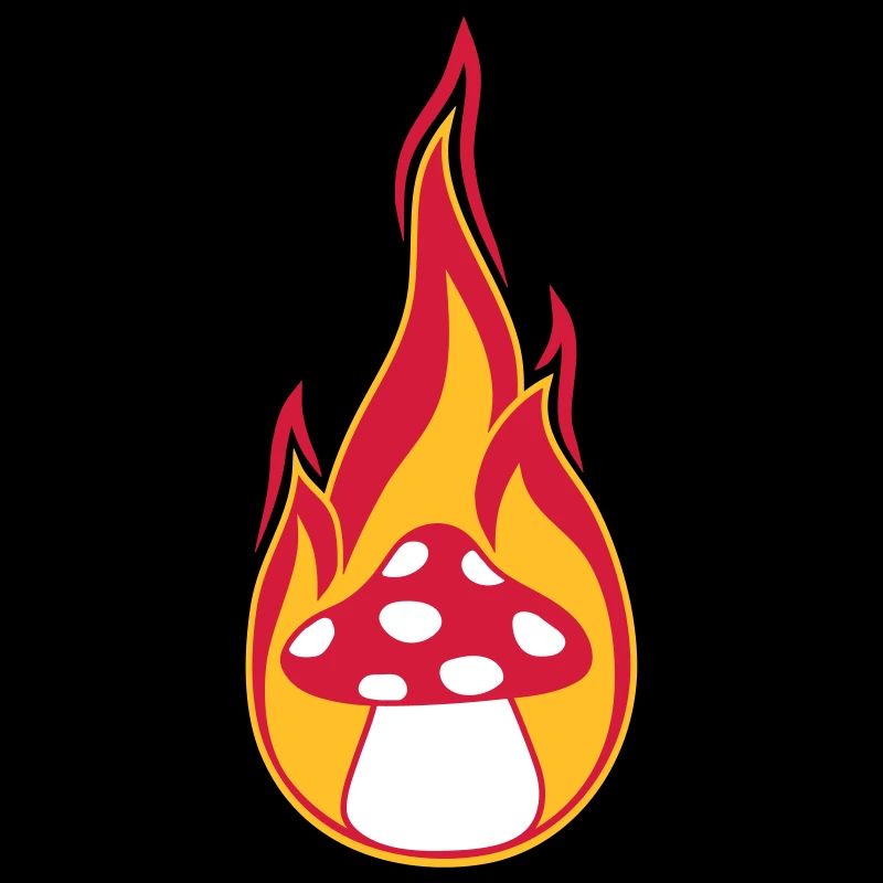 feu bruler flammes chaud champignon mouche agaric rouge p