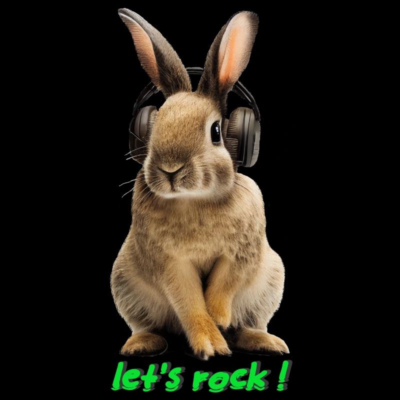 Lapin avec écouteurs