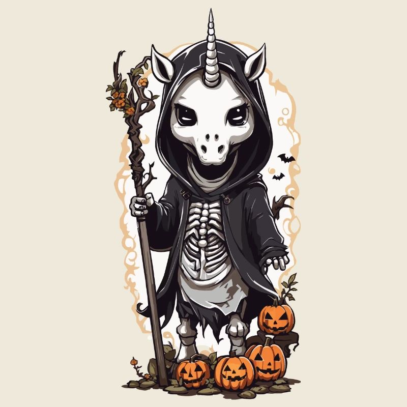 Gloomy Unicorn Skeleton Magic Gothic Design