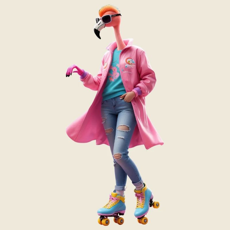 Rollerskating Flamingo